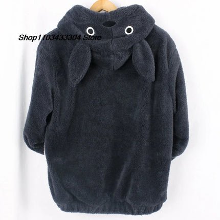 DTR Totoro cosplay sweater Kawaii Hoodie Sweatshirt My Neighbor Coat Fleece Overcoat With Ears Harajuku Cute Jackets ChristmaDTR