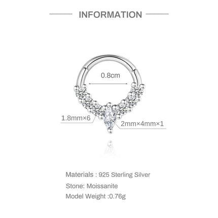 CANNER 1PC 6/7/8/9mm Moissanite 925 Sterling Silver Hoop Earrings Women Round Circle Piercing Earings Personalized Fine Jewelry PlatiNum