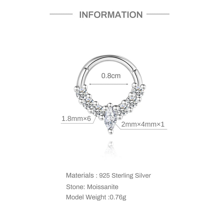 CANNER 1PC 6/7/8/9mm Moissanite 925 Sterling Silver Hoop Earrings Women Round Circle Piercing Earings Personalized Fine Jewelry PlatiNum