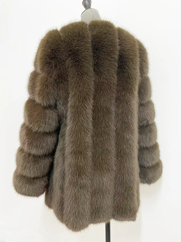 ZADORIN High Quality Winter Women Coats Luxury Faux Fox Fur Coat Thick Warm Long Fluffy Fur Jacket Pink Coat Bontjas