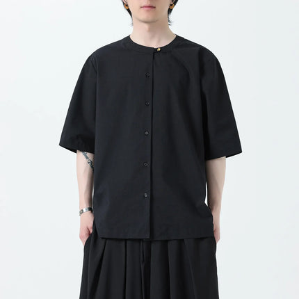 Camicie in Lino Stile Cinese per Uomo, Top Retrò Comodo Stile Tang, Camicie a Maniche Corte Tinta Unita per Kung Fu e Tai Chi
