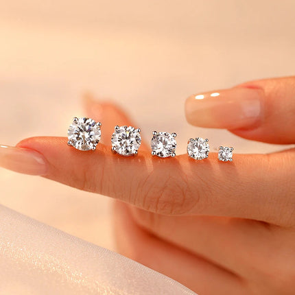 Real 0.1-3CT Test Passed Moissanite Diamond Stud Earrings for Women S925 Silver Platinum Plated Bride Wedding GRA Fine Jewelry PlatiNum