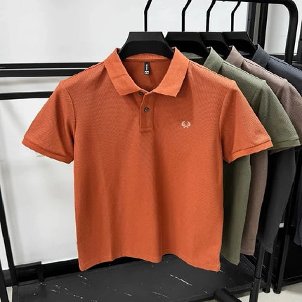 High-quality men's polo shirt, heavy cotton, summer, new, classic, branded, embroidered, comfortable, breathable, fashionable, short sleeve
