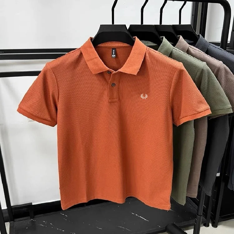 Polo da uomo di alta qualità, in cotone pesante, estivo, nuovo, classico, di marca, ricamato, comodo, traspirante, alla moda, a maniche corte