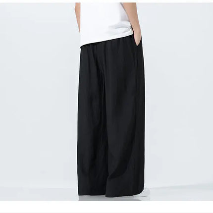Pantaloni da Uomo a Gamba Dritta Estivi in Seta Ghiacciata, Pantaloni a Gamba Larga Freschi, Nuovi Arrivi di Tendenza, Traspiranti, Stile Cinese, Casual