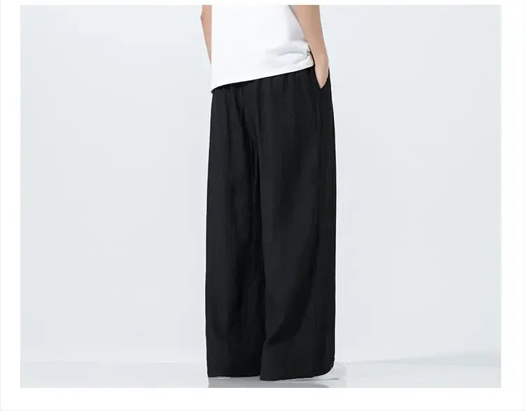 Pantaloni da Uomo a Gamba Dritta Estivi in Seta Ghiacciata, Pantaloni a Gamba Larga Freschi, Nuovi Arrivi di Tendenza, Traspiranti, Stile Cinese, Casual