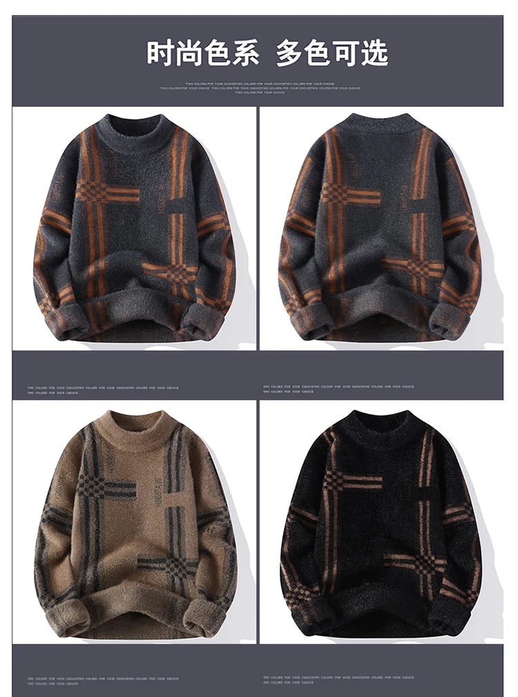 2025 New Winter Fashion Cashmere Sweater Men High Quality Comfortable Mens Sweaters Thick Warm Male Pullover