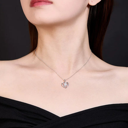 Collana in Argento Sterling 925 con Zircone Scintillante, Catena per Clavicola da Donna, Gioielli da Matrimonio Placcati in Oro 18k PlatiNum