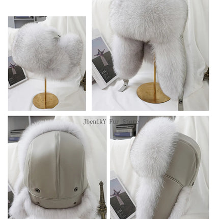 2026 Cap 100% Raccoon Dog Full Fur Fox Fur Hat Men's Fur Ear Protection Winter Thickened and Warm Russian Hat Men's Trend