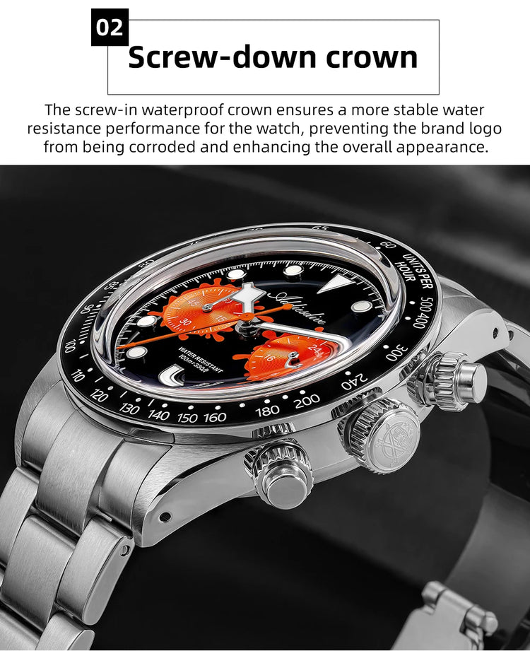 ADDIESDIVE Men Watches New VK64 Quartz Wristwatch Luxury Chronograph Luminous BGW9 Ceramic Bezel Domed Glass 100m Waterproof