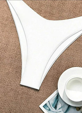 Costume da bagno bikini a perizoma da donna sexy, tinta unita bianco/nero/caffè, con laccetti, stile brasiliano, nuovo, in doppio tessuto, per la spiaggia platinumshop