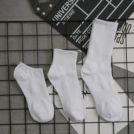 10 paires de chaussettes HLHYX pour homme en coton déodorant, à fond en éponge, mi-mollet, blanches, épaissies, pour le sport et le basket-ball
