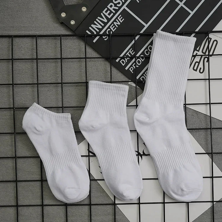 10 paia di calzini HLHYX da uomo in cotone deodorante, con fondo in spugna, a tubo medio, bianchi, i