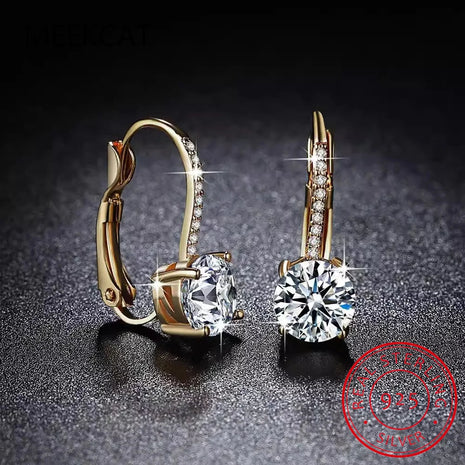 18K Gold 2 Carat Moissanite Hoop Earrings 8mm Lab Diamond Earring for Women Original 925 Silver Jewelry Huggies PlatiNum