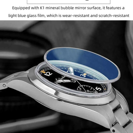 ADDIESDIVE 36mm Men's VH60 Quartz Watch BGW9 Night Light Bubble Glass 100m Waterproof Stainless Steel Men's Simple Watch AD2099