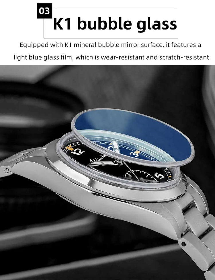 ADDIESDIVE 36mm Men's VH60 Quartz Watch BGW9 Night Light Bubble Glass 100m Waterproof Stainless Steel Men's Simple Watch AD2099