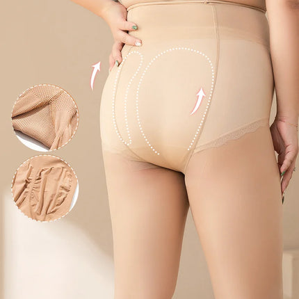 Plus Size Tights High Waist Anti-hook Tear-resistant Super Elastic Sheer Nylon Pantyhose Stocking large up to 110kg for Women