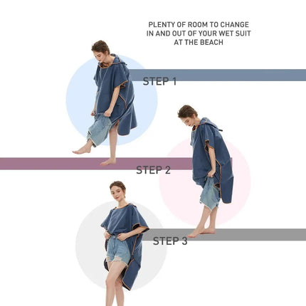 Poncho da surf Asciugamano Poncho Asciugamano ad asciugatura rapida Felpa con cappuccio Abito da spiaggia in microfibra Poncho fasciatoio Asciugamano da bagno Poncho da spiaggia per adulti