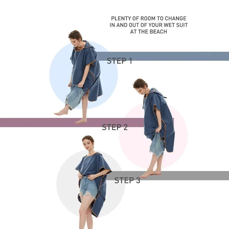 Poncho da surf Asciugamano Poncho Asciugamano ad asciugatura rapida Felpa con cappuccio Abito da spiaggia in microfibra Poncho fasciatoio Asciugamano da bagno Poncho da spiaggia per adulti
