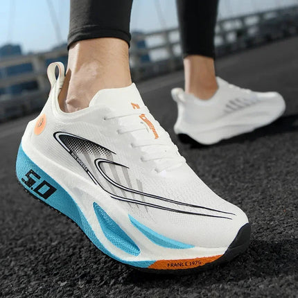 Unisex 2025 Full Carbon Plate Running Shoes Professional Marathon Racing Lightweight Bounce Cushion Breathable Sports Sneakers PlatiNum