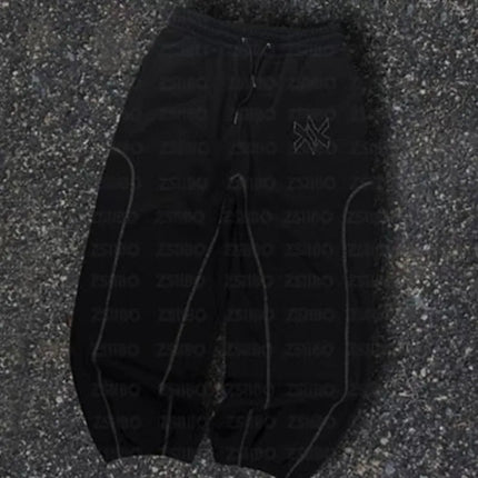 American Y2K Casual Zipper Hoodie Sweatpant Two Piece Set HipHop Oversized Embroidery Sweatshirts Men Women Casual Pants PlatiNum