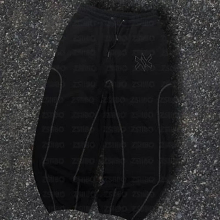 American Y2K Casual Zipper Hoodie Sweatpant Two Piece Set HipHop Oversized Embroidery Sweatshirts Men Women Casual Pants PlatiNum