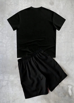 Set di pantaloncini T-shirt girocollo comodo e traspirante con stampa a righe estiva da uomo nuova di vendita calda adatto per strada all'aperto platinumshop
