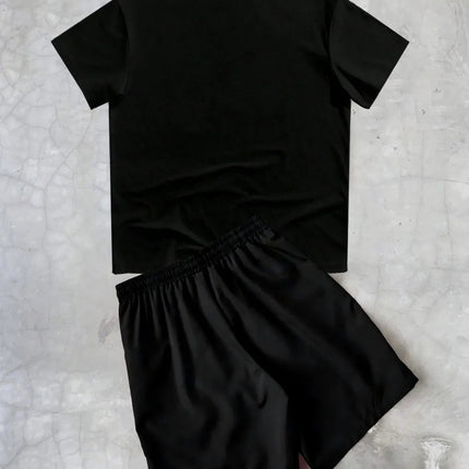 Set di pantaloncini T-shirt girocollo comodo e traspirante con stampa a righe estiva da uomo nuova di vendita calda adatto per strada all'aperto platinumshop