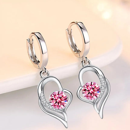 925 Sterling Silver New Woman Fashion Jewelry High Quality Blue Pink White Purple Crystal Zircon Hot Selling Earrings PlatiNum
