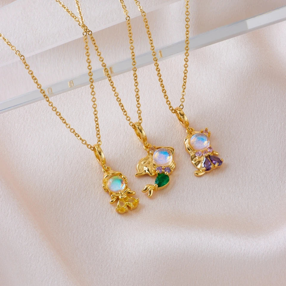 Collana alla moda con zirconi colorati, fiaba, piccola principessa, catena universale placcata in oro, catena clavicola, temperamento dolce