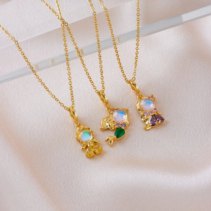 Collana alla moda con zirconi colorati, fiaba, piccola principessa, catena universale placcata in oro, catena clavicola, temperamento dolce