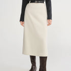 DUSHU Classic Long and Short Elastic Waist A-line Skirt 2025 Winter Skirt for Women Solid Simple Commuting Office Ladies College PlatiNum