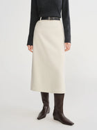 DUSHU Classic Long and Short Elastic Waist A-line Skirt 2025 Winter Skirt for Women Solid Simple Commuting Office Ladies College PlatiNum