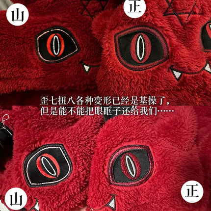 Virtual Alice Dark Gothic Demon Death Skull Horned Hooded Robe Thickened Coral Fleece Winter Warm Long Sleepwear Loungewear