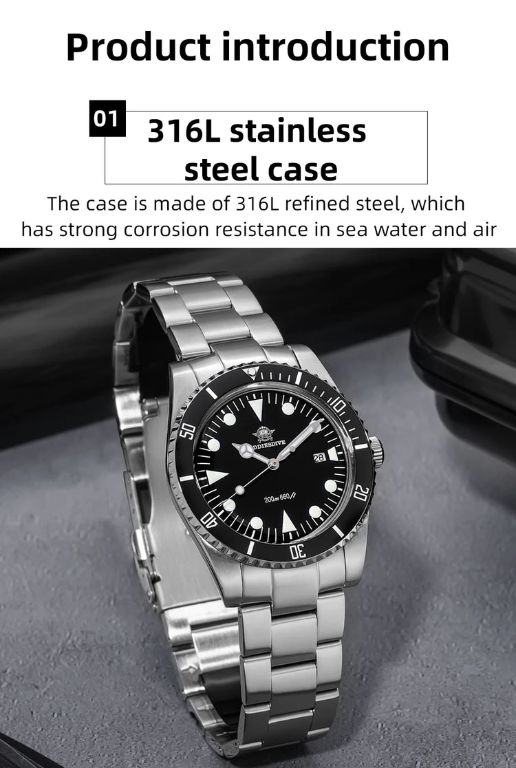 ADDIESDIVE New Gift Watch For Men AD2068 Quartz Watches 39mm Waterproof 200m Ceramic Bezel BGW9 Luminous Diving Leisure Wristwat