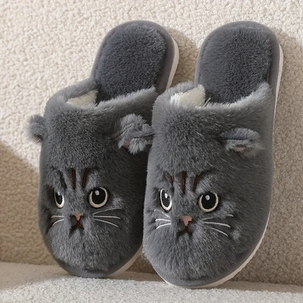 Womens Fuzzy Cat Slippers Winter Warm Cozy Indoor House Shoes With Soft Non Slip EVA Sole Cute Animal Design For Home Use