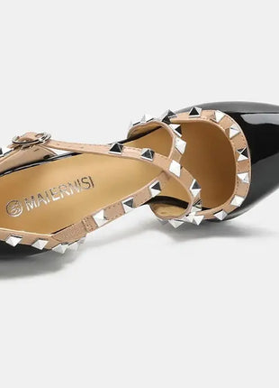 Sandali con tacco alto da donna con cinturino incrociato con rivetti Scarpe singole sexy con punta a punta per discoteca Modello di ospite di festa Passerella Cross Dressing platinumshop
