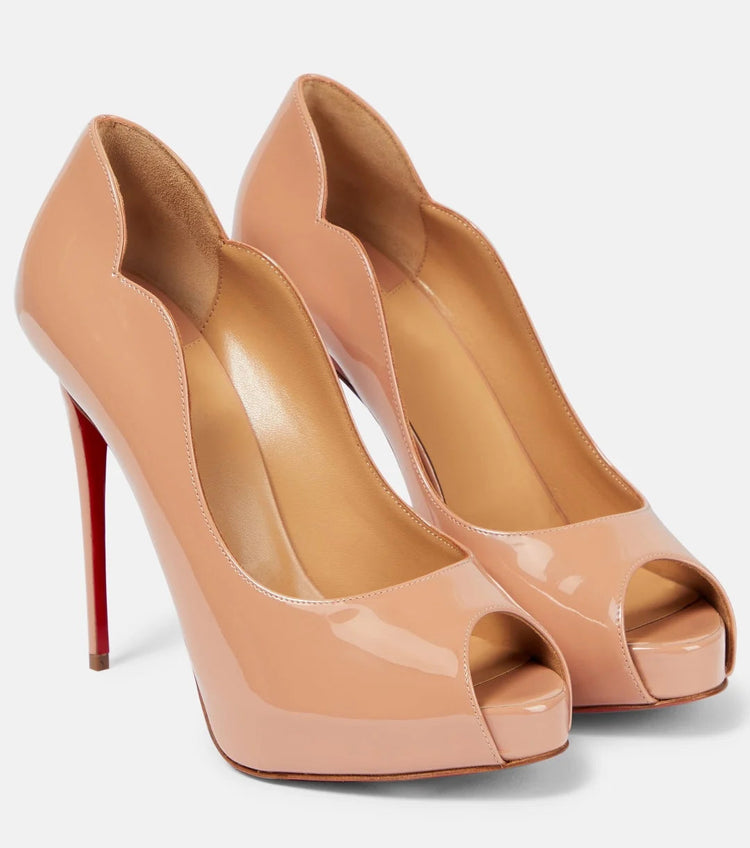 New Women's Open Toed Patent Leather  High Heels Shoes Ladies  Slim High Heels Fishmouth Shoes Sexy Party Shoes PlatiNum