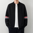High End Men's Knitted Cardigan Autumn Winter Round Neck Zipper Casual Luxury Brand Classic Trendy Striped Korean Simple Sweater