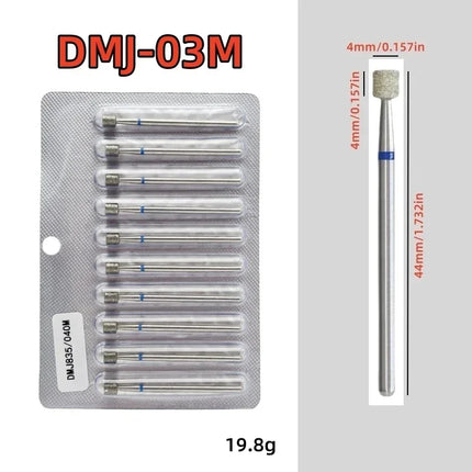 10Pcs/set Diamond Nail Drill Bit Set Nail Diamond Milling Cutter for Manicure 3/32" Burr Electric Nail File Cuticle Remover Tool 2028