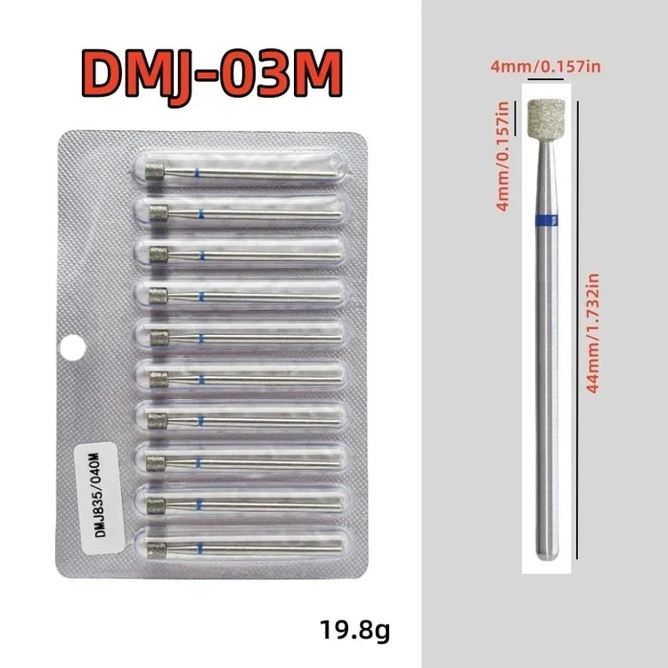 10Pcs/set Diamond Nail Drill Bit Set Nail Diamond Milling Cutter for Manicure 3/32" Burr Electric Nail File Cuticle Remover Tool 2028