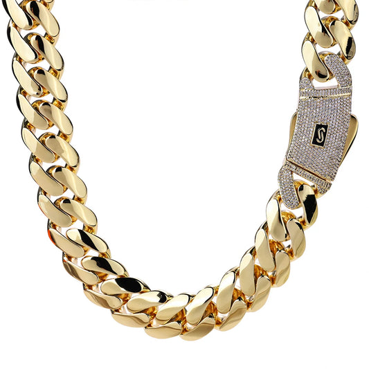 2025 Collana cubana Hip Hop dei nuovi uomini Bracciale Miami Primavera Zircone Fibbia Ottone Retro 14K Catena spessa Nero Logo personalizzato