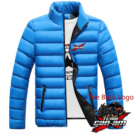 Autumn Winter Can Am Team Motorcycles Print Stand Collar Cotton Liner Jacket Men's Sports Zipper Cold Prevention Warm Down Coat