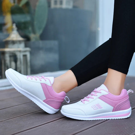 PU Leather Women's Running Shoes Lightweight Casual Sports Shoes Waterproof Outdoor Training Sneakers for Jogging Tennis PlatiNum