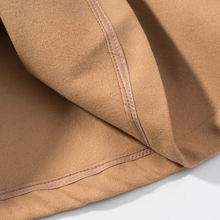 5 Colors New Autumn High Collar Woolen Cape Coat Tie Bow Sashes Long Bat Sleeve Front Buttons Cloak Shawl Jacket Loose Outerwear