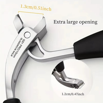 Heavy‑Duty Nail Clippers with Wide Jaw Opening, Inclined Arc Blade Nail Cutter for Thick Hard Fingernails & Toenails, Household Manicure Pedicure Tool
