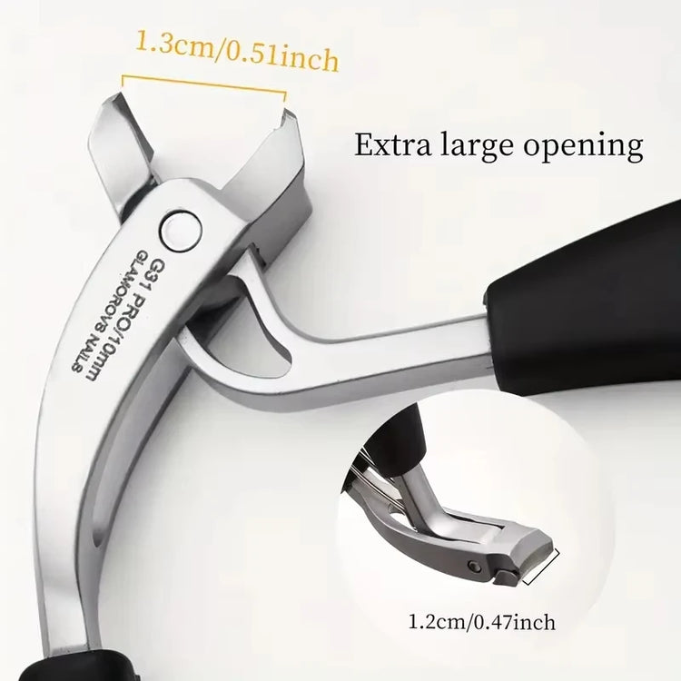 Heavy‑Duty Nail Clippers with Wide Jaw Opening, Inclined Arc Blade Nail Cutter for Thick Hard Fingernails & Toenails, Household Manicure Pedicure Tool