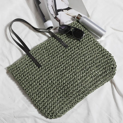 Women's Bag Summer Beach Bag Large Capacity Knitted Straw Hand-woven Rattan Beach Bag Bohemia Leather Women's Shoulder Bag New