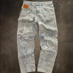 Jeans Strappati Stile Retrò Americano Y2k per Donne, Pantaloni in Denim con Due Aperture, Casual Goth Streetwear a Gamba Larga e Vita Alta
