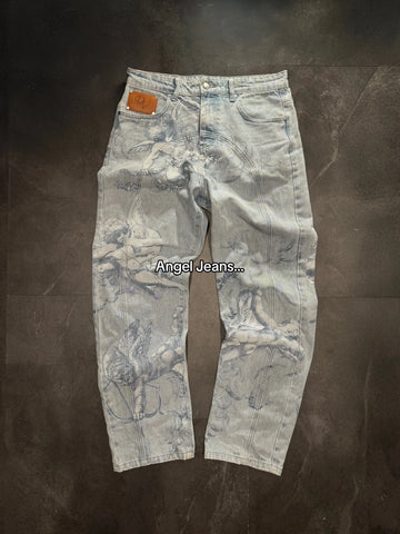 Jeans Strappati Stile Retrò Americano Y2k per Donne, Pantaloni in Denim con Due Aperture, Casual Goth Streetwear a Gamba Larga e Vita Alta